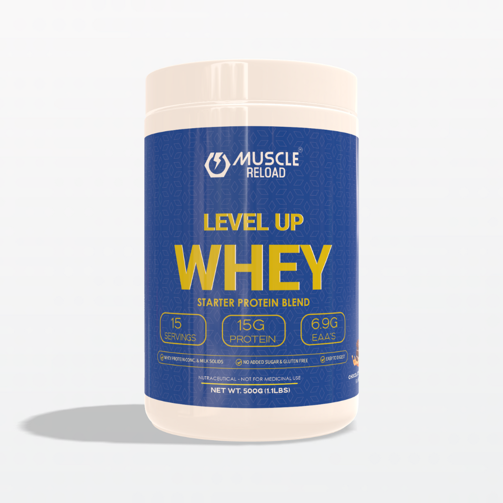 Muscle Reload Level Up Whey – Beginner-Friendly Protein Powder | 15g Protein, 3.1g BCAAs & EAAs per Serving | Easy Digesting-500g