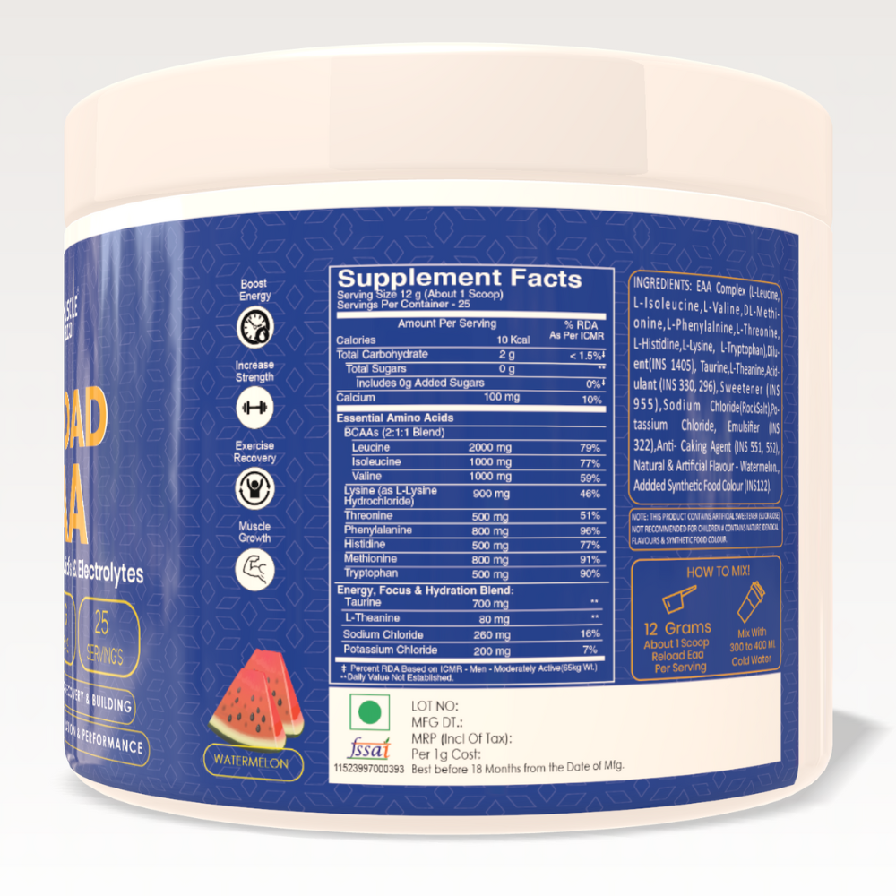 RELOAD EAA Essential Amino Acids for muscle recovery and hydration by Muscle Reload