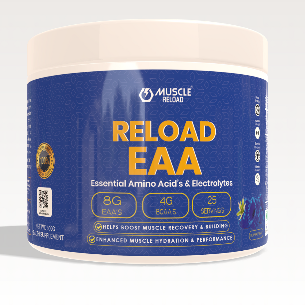 Muscle Reload RELOAD EAA Blue Raspberry supplement product jar
