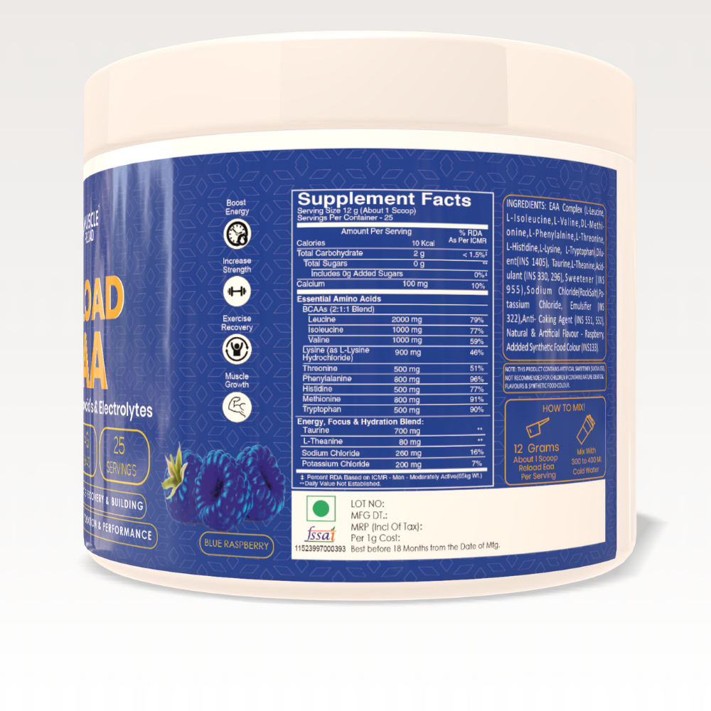 Muscle Reload RELOAD EAA Spicy Cola supplement product jar