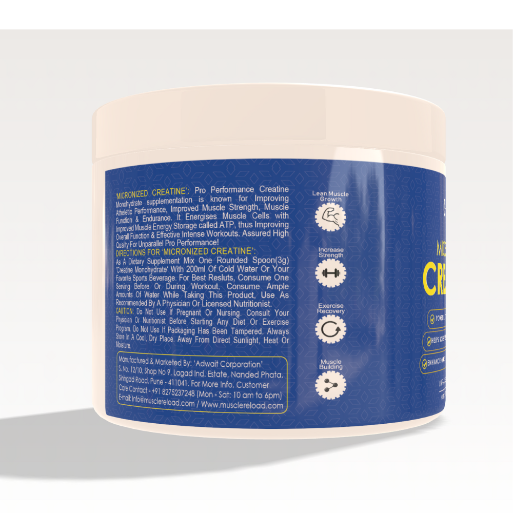 MRN-Micronized Creatine Monohydrate| 3000 MG Per Serving(250g, 83Serving) 100% Pure Creatine | Unflavored | Creatine For Men & Women