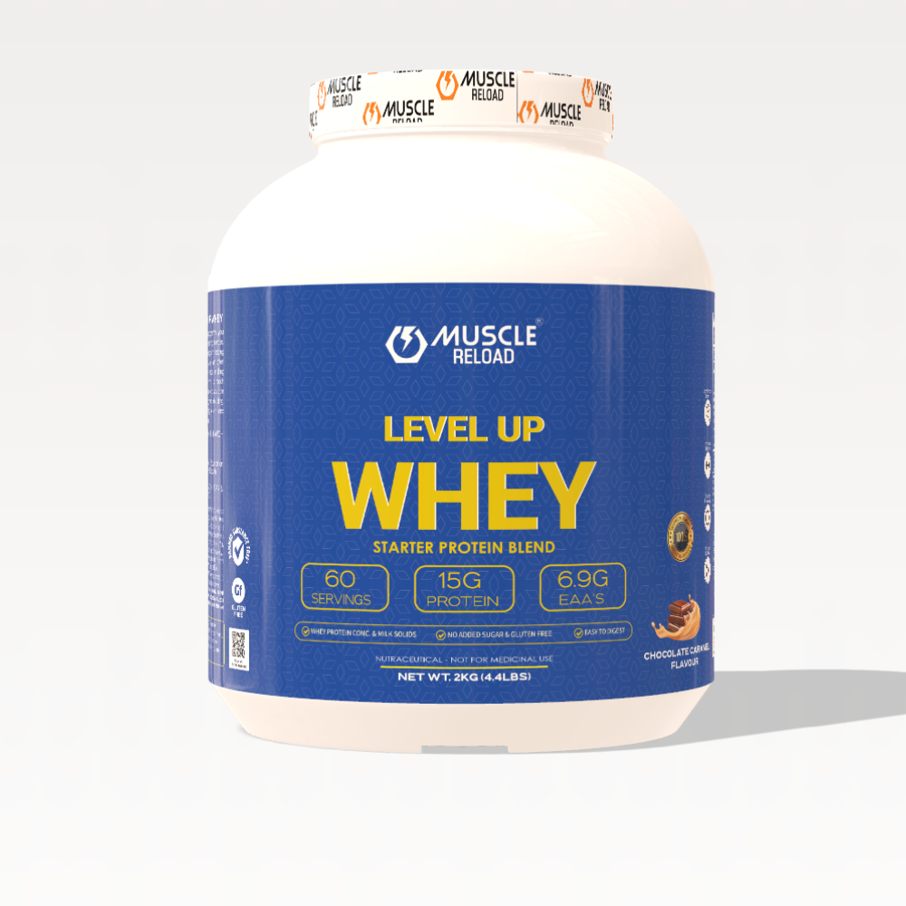 Muscle Reload Level Up Whey – Beginner-Friendly Protein Powder | 15g Protein, 3.1g BCAAs & EAAs per Serving | Easy Digesting-500g