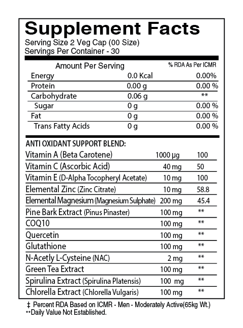 Muscle Reload Antioxidant Support Capsules – 60N Veg Capsules