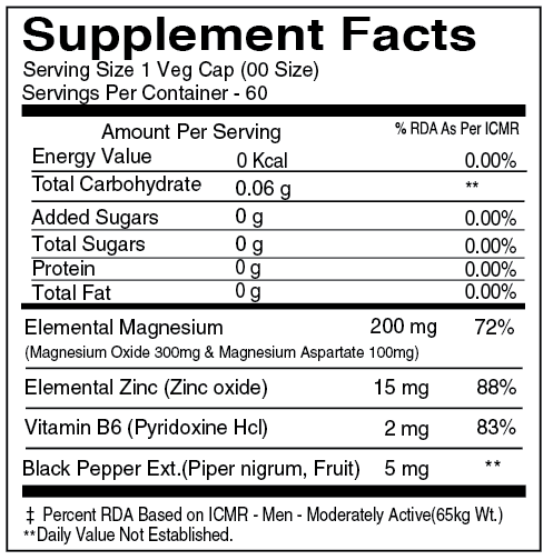 ZMA Night-Time Recovery Capsules – Zinc, Magnesium & Vitamin B6 for Muscle Strength, Sleep & Immunity (60 Veg Caps)