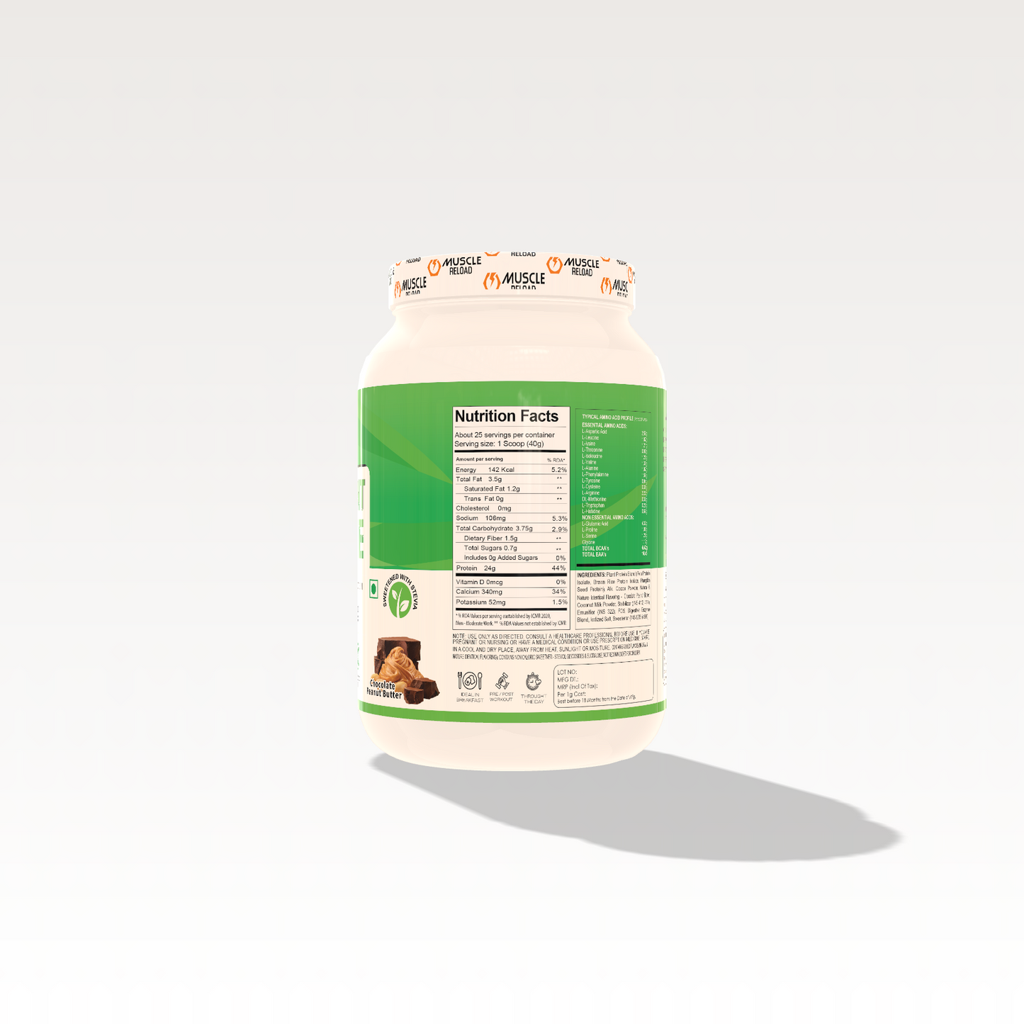 Muscle Reload 100% Plant Isolate Vegan Protein Powder - 24g Protein, Soy & Gluten-Free - for Muscle Growth & Recovery