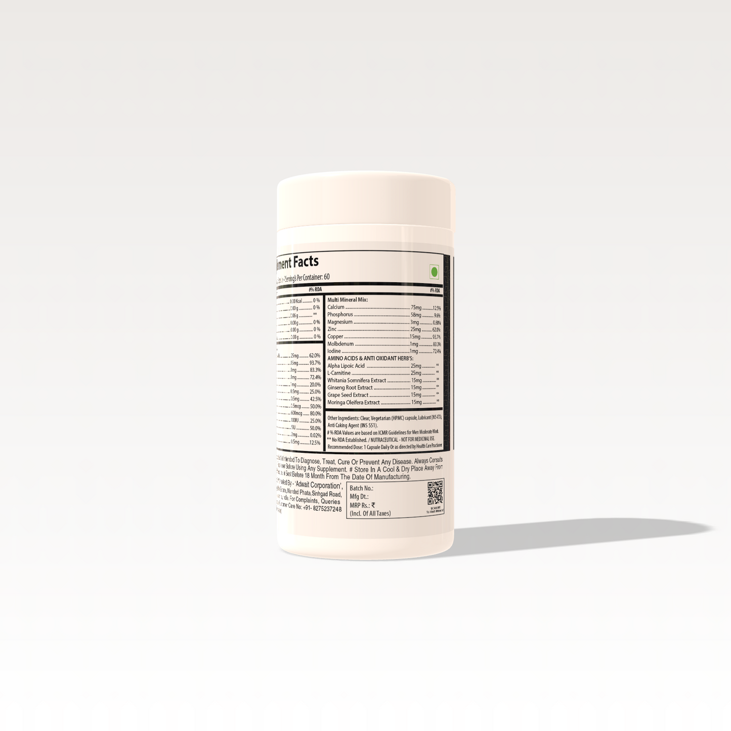 Muscle reload CHARGED - Multi Vitamin, Multi Mineral, Herbs & Amino Acids - 60 Veg Capsules