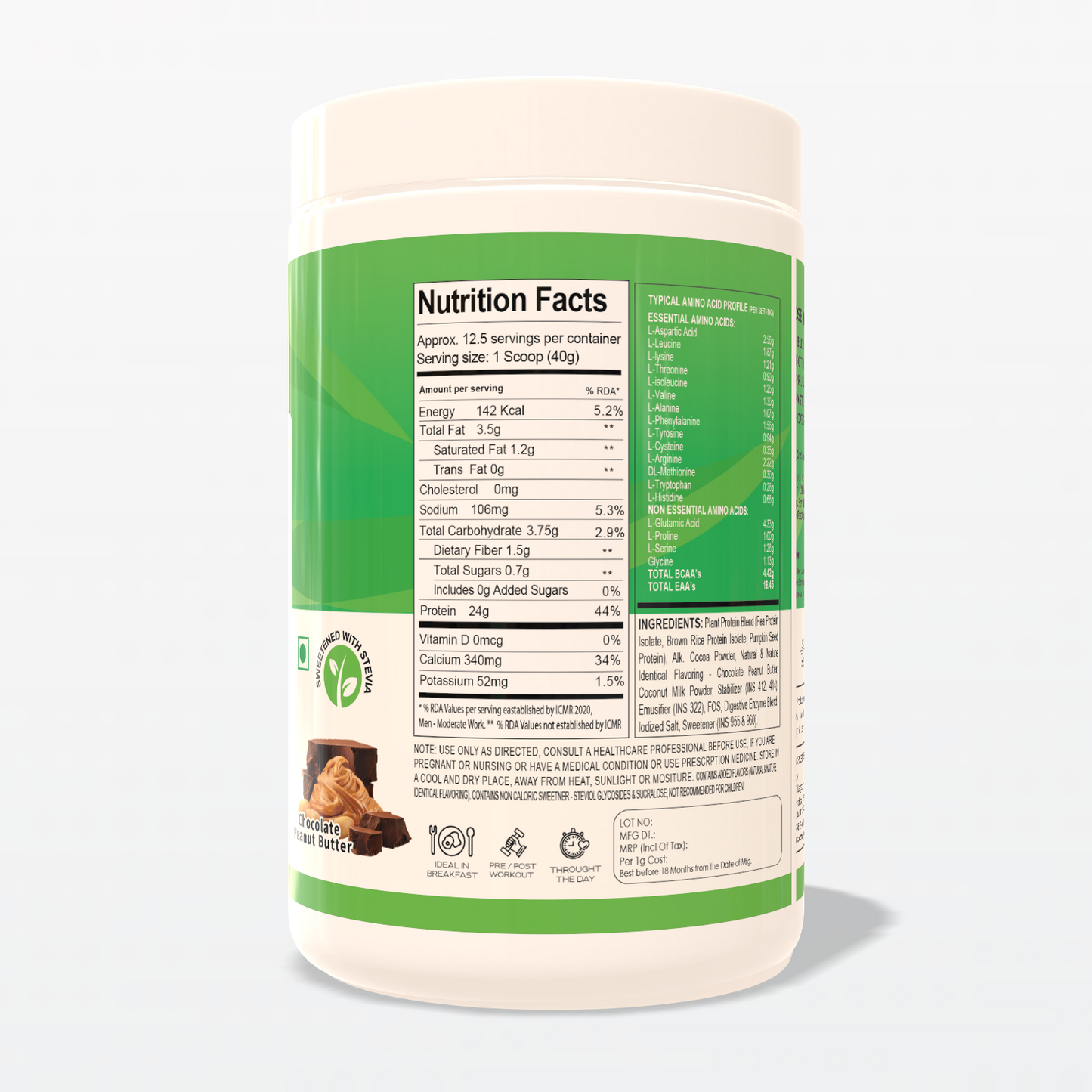Muscle Reload 100% Plant Isolate Vegan Protein Powder - 24g Protein, Soy & Gluten-Free - for Muscle Growth & Recovery
