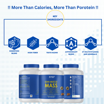 MRN PRO TRANSFORM LEAN MUSCLE MASS GAINER | HIGH PROTEIN FORMULA + 3G CREATINE, 2G GLUTAMINE & 1G TAURINE WITH TESTO BOOSTING & ANTIOXIDANT HERBS BLEND (2KG | 4.4LBS)