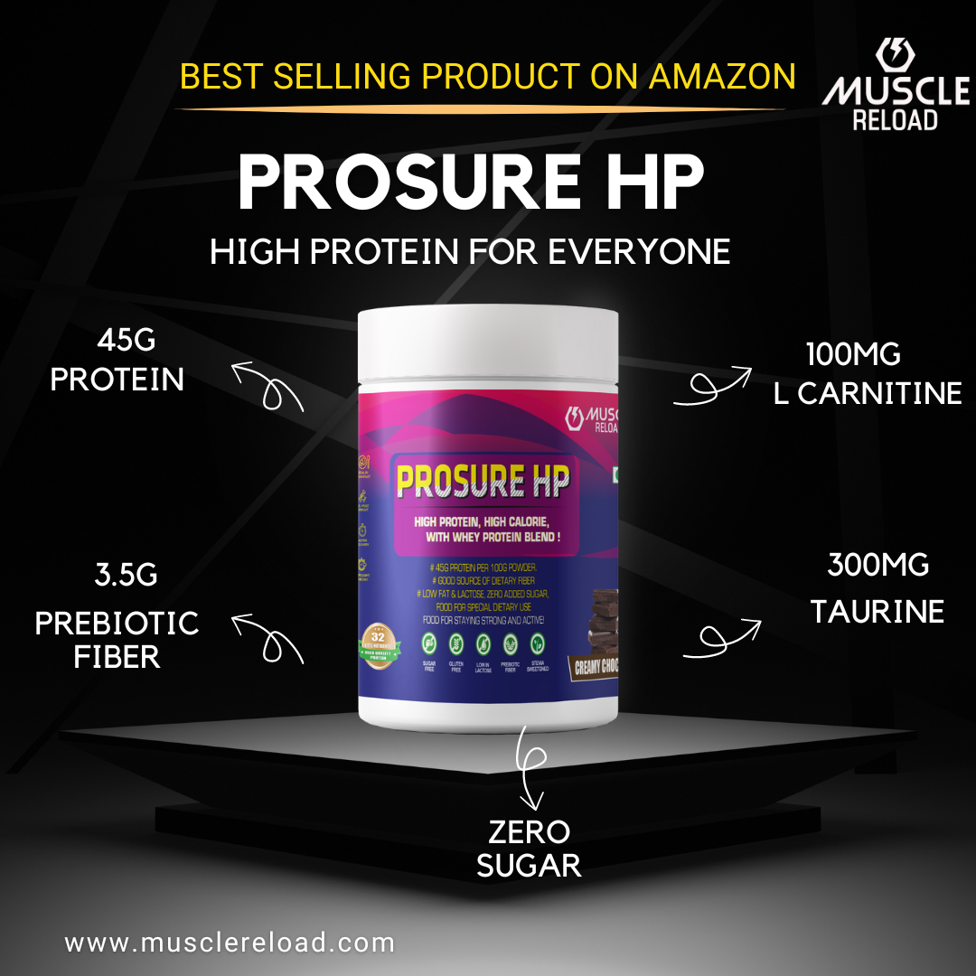 Muscle Reload Prosure HP| High Fiber & Zero Added Sugar| Protein Powder Supplement for Elders, 40+ & Old Age Men & Women For Muscles & Bone Strength |500g(1.1Lbs & 15 Serving)