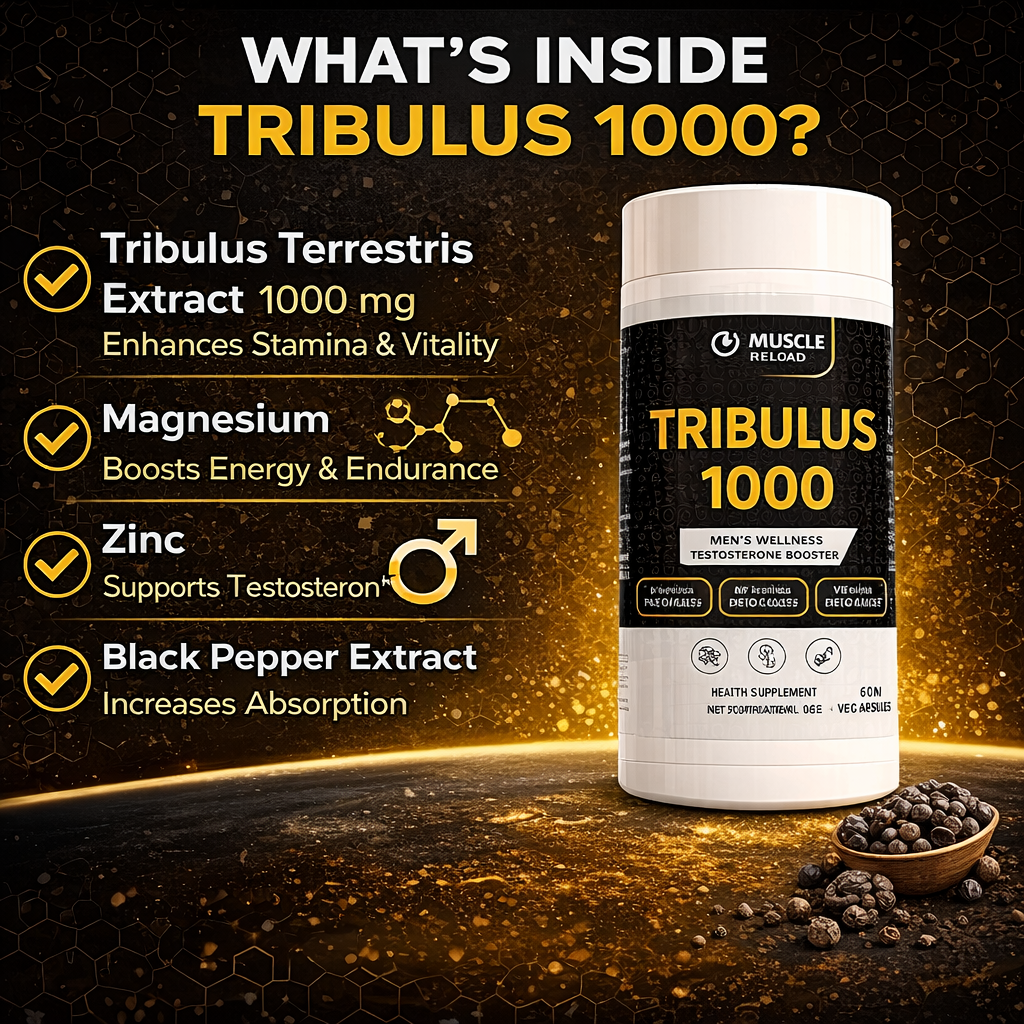 Muscle Reload Tribulus 1000 – Natural Testosterone Support for Men (60 Veg Capsules)