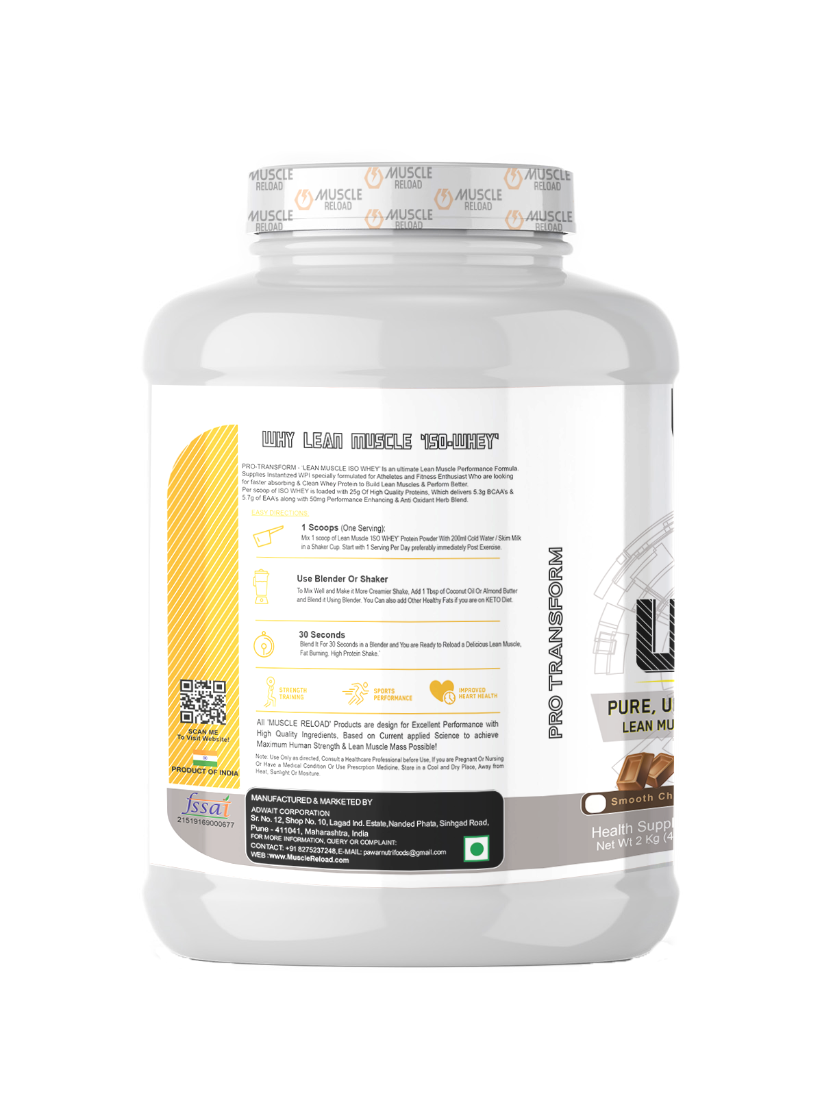 MRN ISO WHEY 100% WHEY PROTEIN ISOLATE| 25G PROTEIN, 40MG CARDIOTONIC & ANTIOXIDANT HERBS BLEND| 2KG(60 Serving) 4.4LBS