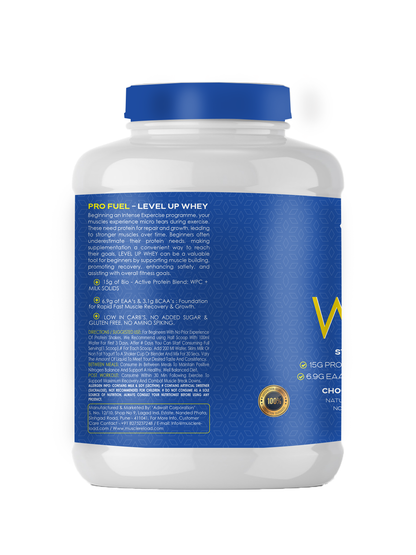 MRN LEVEL UP WHEY | BEGINNERS WHEY  WITH 15G PROTEIN, .9G EAA'S & 3.1G BCAA'S| 60 SERVING(2KG 4.4LBS)