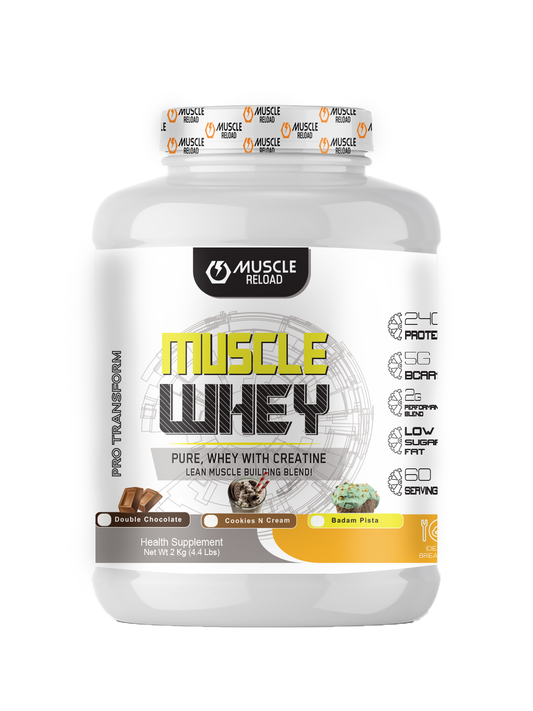 MRN MUSCLE WHEY | PURE WHEY WITH 1000MG CREATINE,500 MG GLUTAMINE & 500 MG TAURINE| 60 SERVING(2KG 4.4LBS)