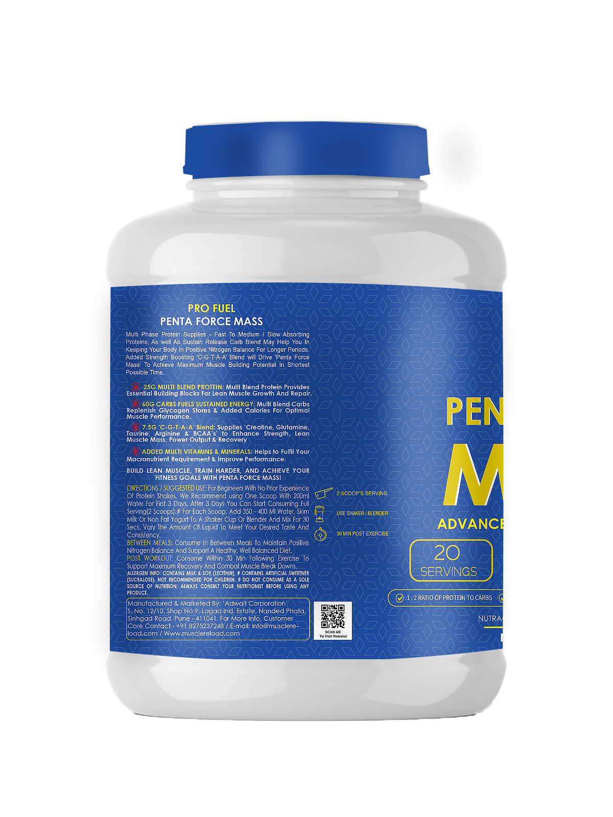 MRN Penta Force Gainer | Anabolic, Anti Catabolic Advanced Lean Muscle Gainer -2kg /4.4Lbs