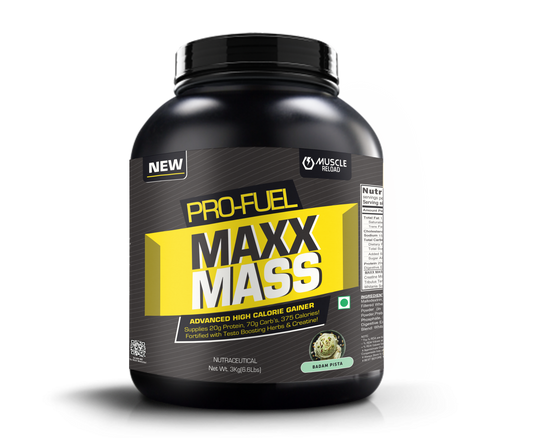 Muscle Reload Nutrition Max Mass Gainer  | High Protein Muscle Mass & Weight Gainer | with Vitamins & Minerals, Creatine & Digestive Enzymes[3Kg, 6.6LBS]