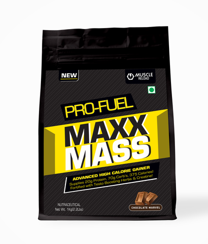 Muscle Reload Nutrition Max Mass Gainer  | High Protein Muscle Mass & Weight Gainer | with Vitamins & Minerals, Creatine & Digestive Enzymes[1Kg, 2.2LBS]