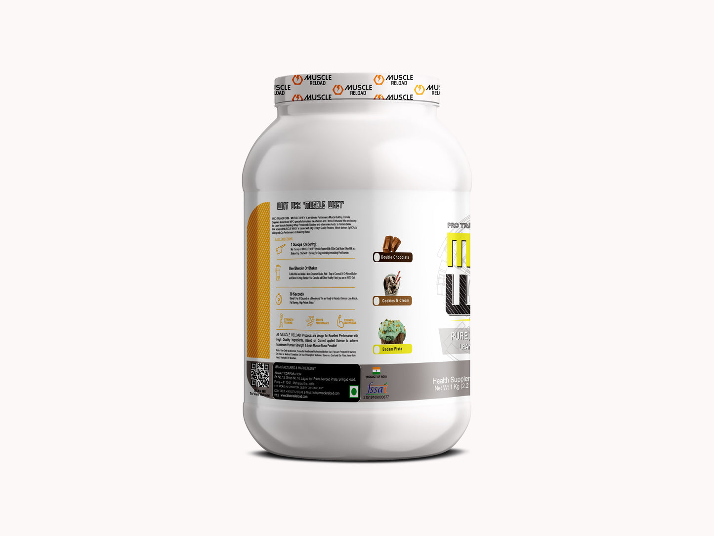 MRN MUSCLE WHEY | PURE WHEY WITH 1000MG CREATINE,500MG GLUTAMINE & 500MG TAURINE / 30SERVING (1KG / 2.2LBS)