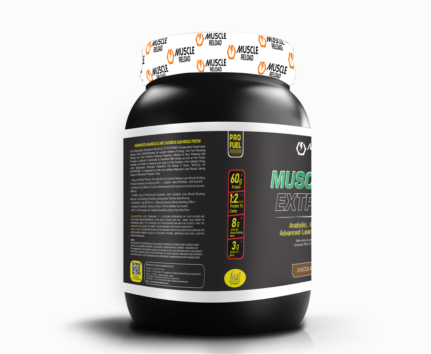 MRN Muscle Up Extreme | 100% Vegetarian Multi phase Protein Blend with Dietary Fiber -  1kg / 2.2Lbs