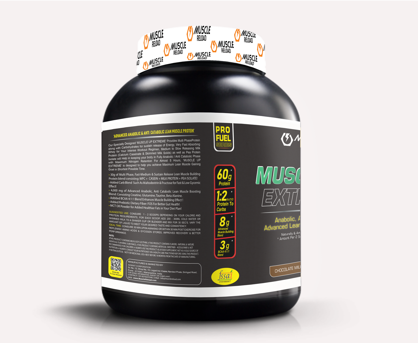 MRN Muscle Up Extreme | 100% Vegetarian Multi phase Protein Blend with Dietary Fiber -  2kg / 4.4Lbs