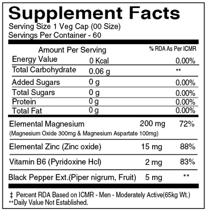 ZMA Night-Time Recovery Capsules – Zinc, Magnesium & Vitamin B6 for Muscle Strength, Sleep & Immunity (60 Veg Caps)