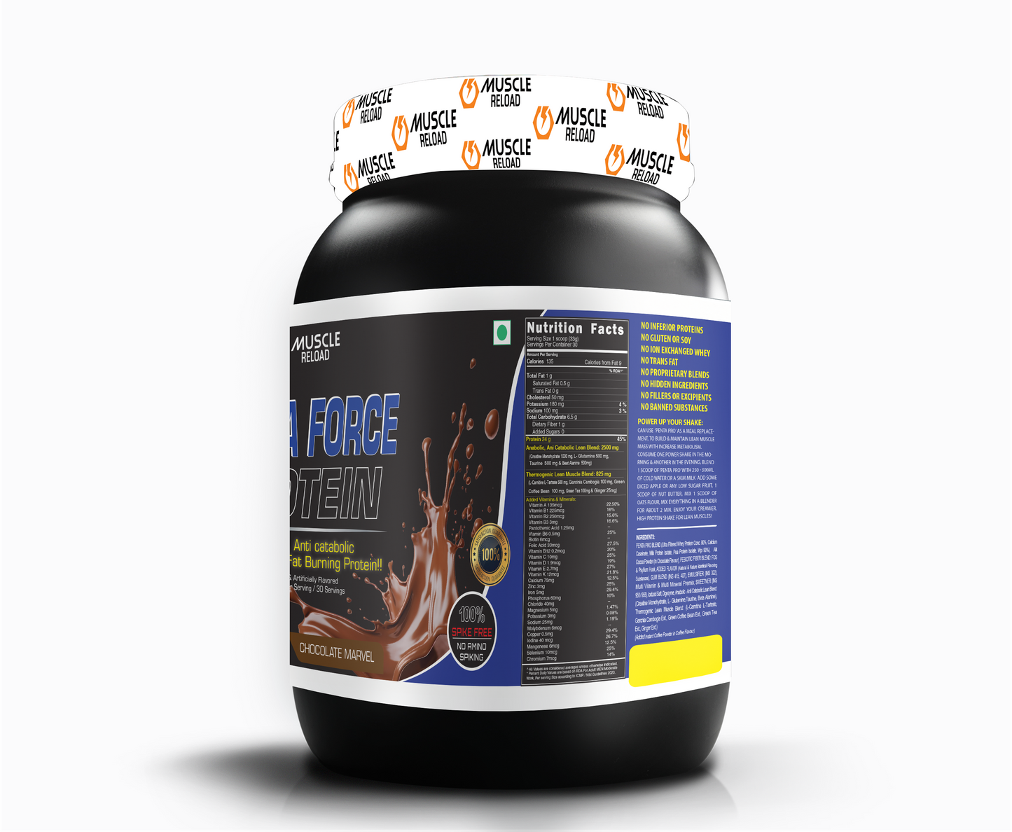 MRN Penta Force Protein | Anabolic, Anti Catabolic, Lean Muscle Fat Burning Protein - 1kg / 2.2Lbs