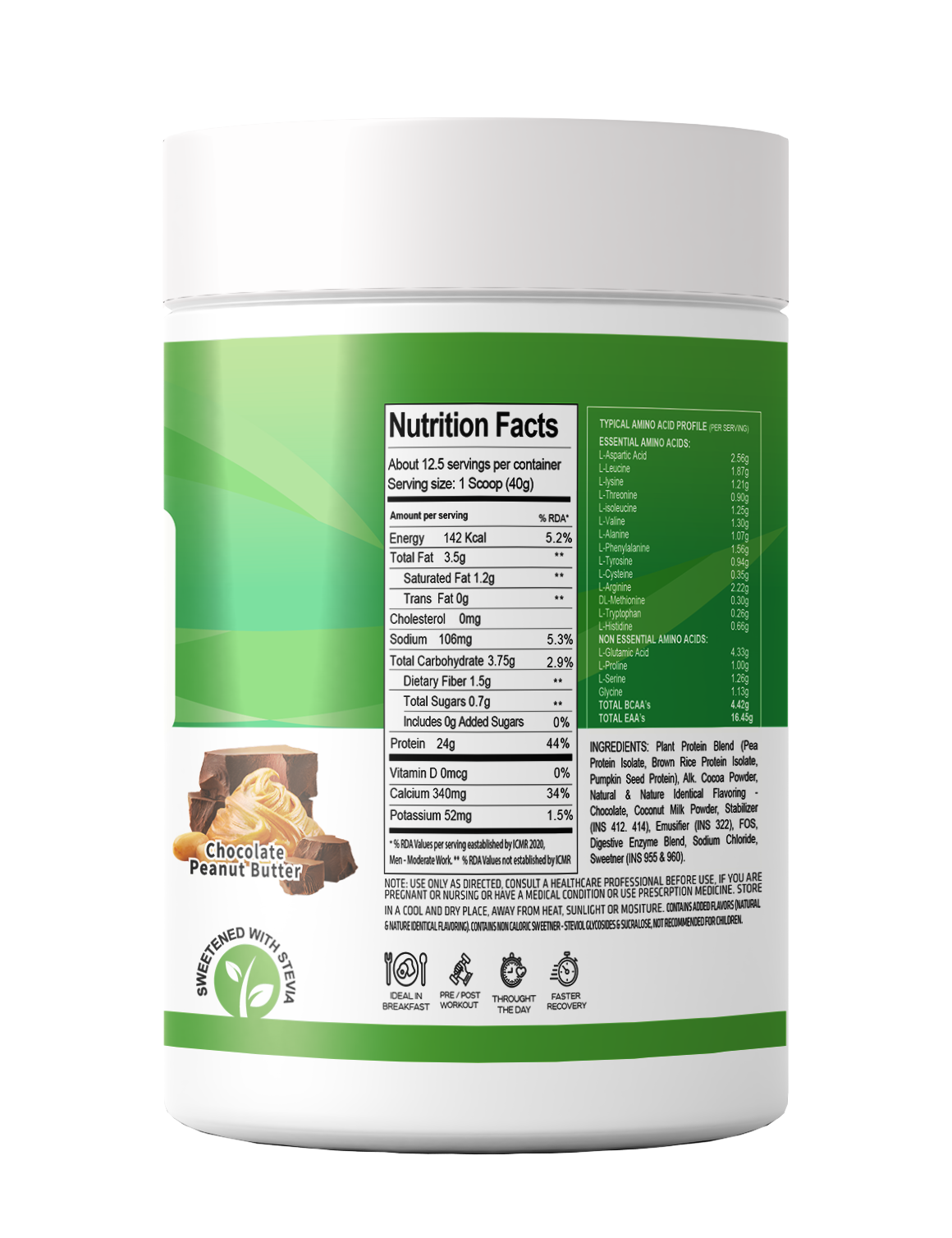 MRN 100% Plant Isolate | Vegan, Lactose Free & Soy Free | From Pea, Brown Rice Protein & Pumpkin Seed Powder | Active Lifestyle | Healthy Muscles | Weight Control | 24g Plant Protein | 4.4g BCAA  - 500G (12.5 SERVING)