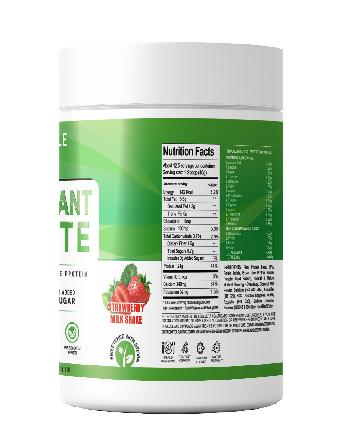 MRN 100% Plant Isolate | Vegan, Lactose Free & Soy Free | From Pea, Brown Rice Protein & Pumpkin Seed Powder | Active Lifestyle | Healthy Muscles | Weight Control | 24g Plant Protein | 4.4g BCAA  - 500G (12.5 SERVING)