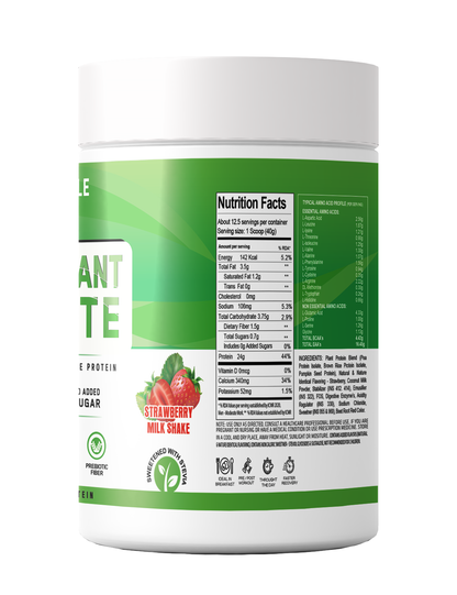 MRN 100% Plant Isolate | Vegan, Lactose Free & Soy Free | From Pea, Brown Rice Protein & Pumpkin Seed Powder | Active Lifestyle | Healthy Muscles | Weight Control | 24g Plant Protein | 4.4g BCAA  - 500G (12.5 SERVING)