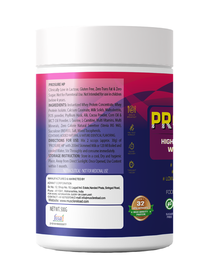 Muscle Reload Prosure HP| High Fiber & Zero Added Sugar| Protein Powder Supplement for Elders, 40+ & Old Age Men & Women For Muscles & Bone Strength |500g(1.1Lbs & 15 Serving)