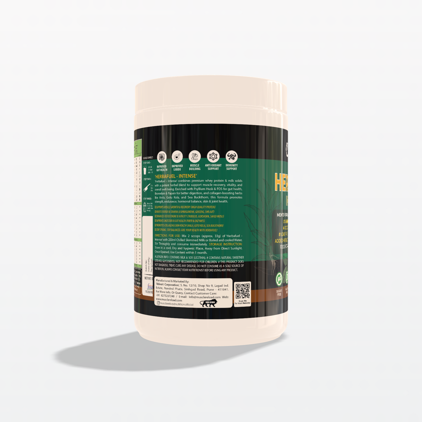HerbaFuel Intense – Men’s Herbal Protein for Strength, Hormones & Recovery 500g