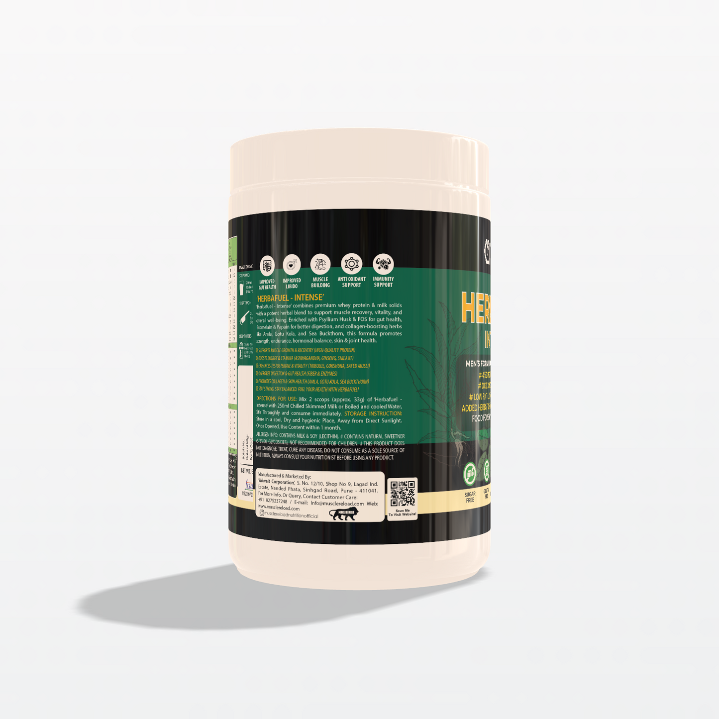 HerbaFuel Intense – Men’s Herbal Protein for Strength, Hormones & Recovery 500g