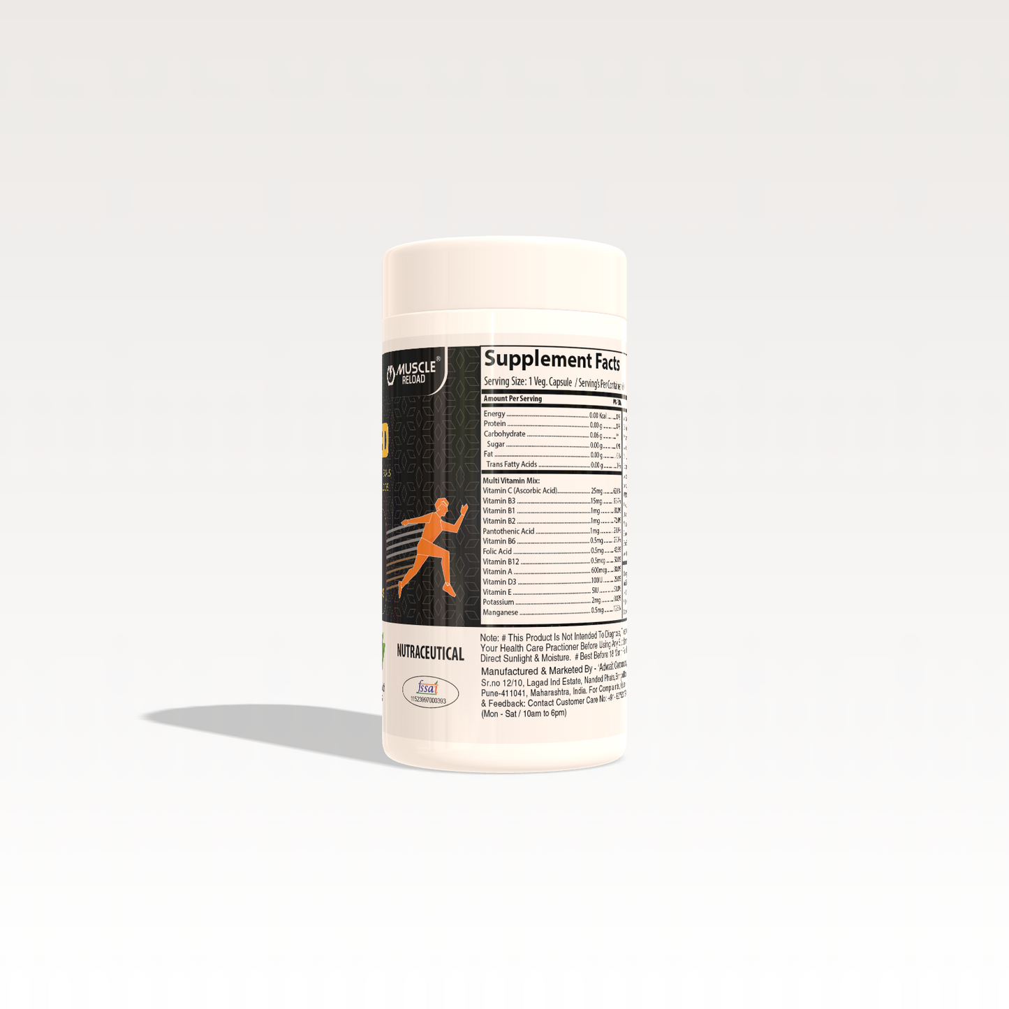 Muscle reload CHARGED - Multi Vitamin, Multi Mineral, Herbs & Amino Acids - 60 Veg Capsules