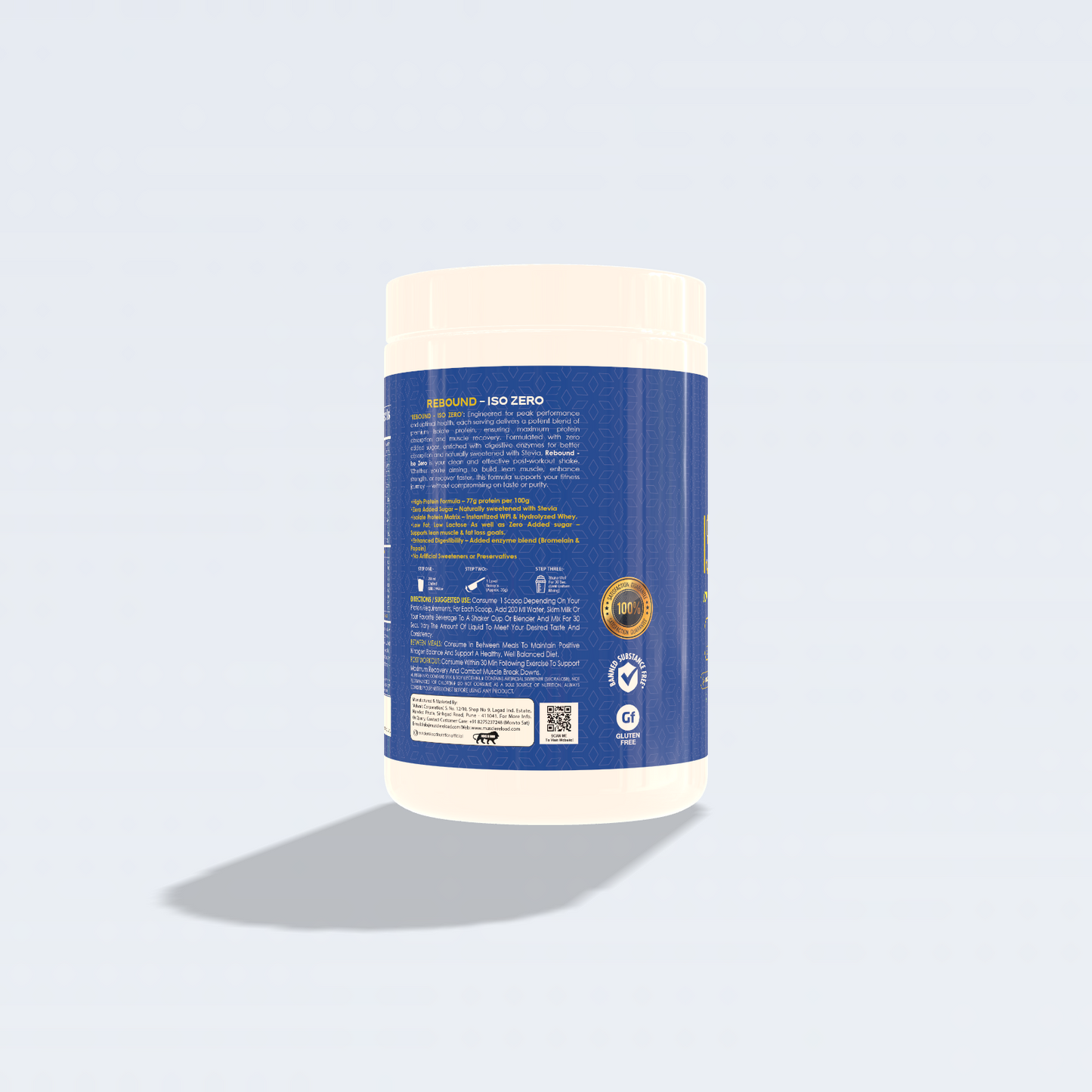 REBOUND ISO ZERO - Ultra Lean Whey Isolate with Zero Sugar & Low Lactose (1kg, 28 Servings)
