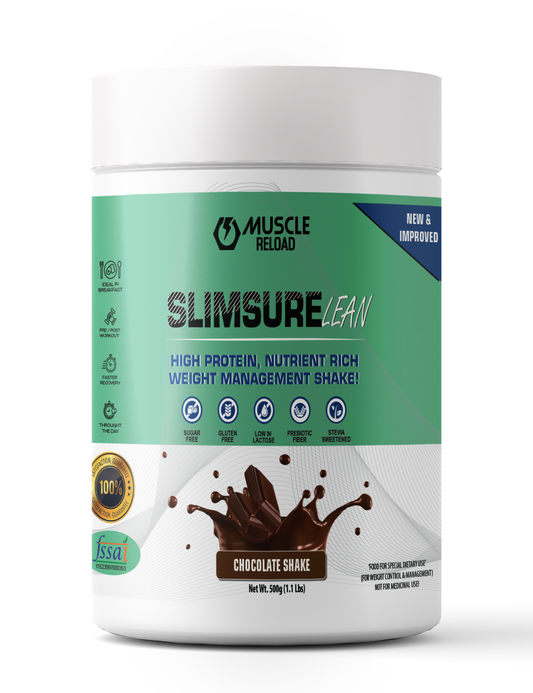 Muscle Reload Slim Sure Lean Shake | 10 Servings | Supports Weight-Loss Efforts | Helps Control Appetite | Sustains Lean Muscle Profile | 21g Protein | 3g Fibre | No Added Sugar |- 500g