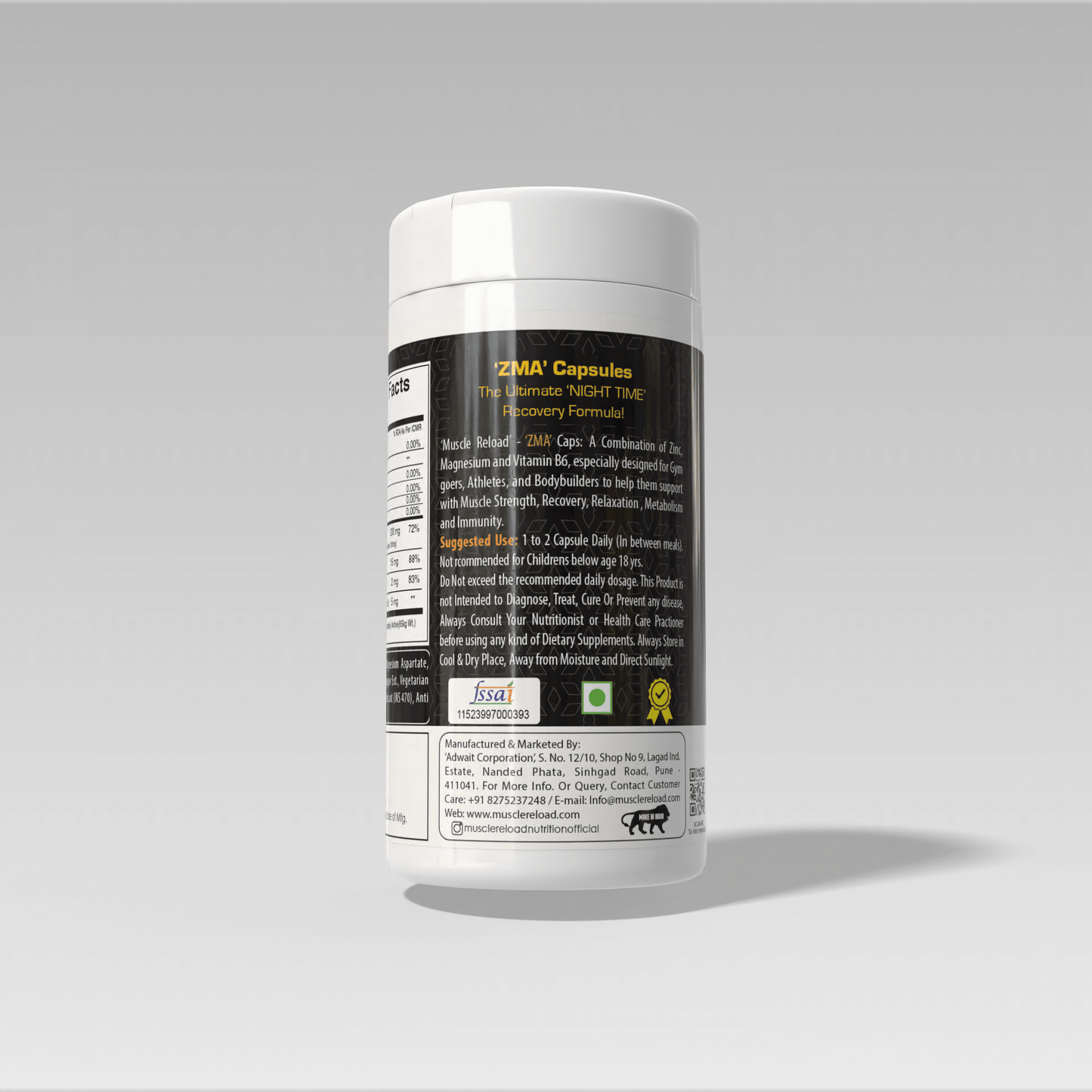 Muscle Reload ZMA – Night Time Recovery & Muscle Repair Formula (60 Veg Capsules)