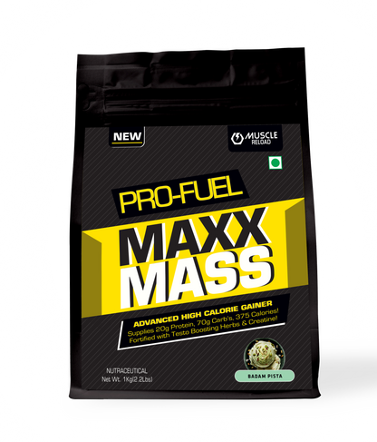 Muscle Reload Nutrition Max Mass Gainer  | High Protein Muscle Mass & Weight Gainer | with Vitamins & Minerals, Creatine & Digestive Enzymes[1Kg, 2.2LBS]